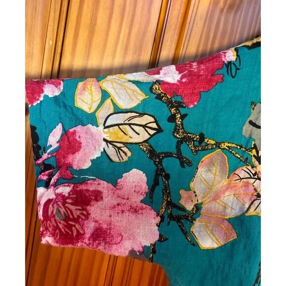 Hawaiian Floral Print XL Oversized Muumuu Kaftan Vibrant Colors Boho Beachy - Picture 5 of 8